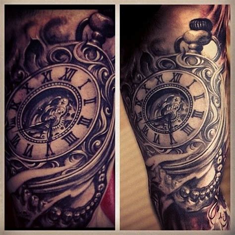 12 Timeless And Beautiful Clock And Pocket Watch Tattoos Uhr
