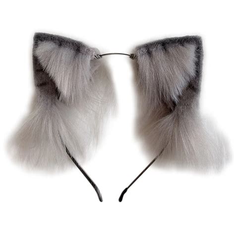 Cosplay Furry Animal Ears Hair Hoop Tail Striped Cat Ears Headband