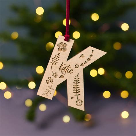 Personalised Engraved Letter Christmas Tree Decoration By Bombus