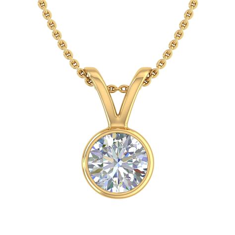 12 Carat Diamond Solitaire Pendant Necklace In 14k Yellow Gold Igi