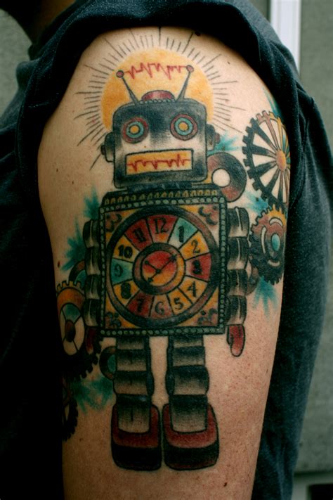 Colourful Robot Arm Tattoo