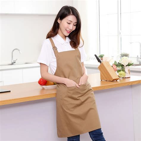 Kitchen Apron Woman Male Ladys Cooking Restaurant Work Apron Pinafores Tablier Shopee Philippines