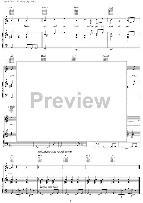 You Make It Easy Sheet Music By James Taylor For Pianovocalchords