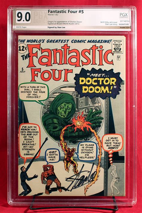 Fantastic Four 5 1962 Pgx 90 Vfnm 1st Doom Signed By Writer Stan