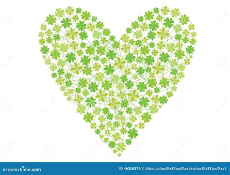 Color Four Leaf Clovers Heart Stock Vector Illustration Of Four