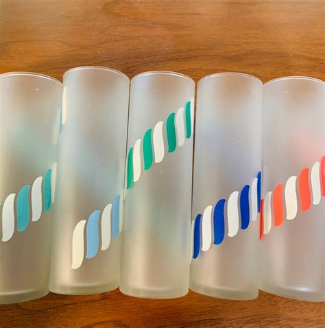 Vintage Libby Candy Stripe Frosted Glasses Etsy Singapore