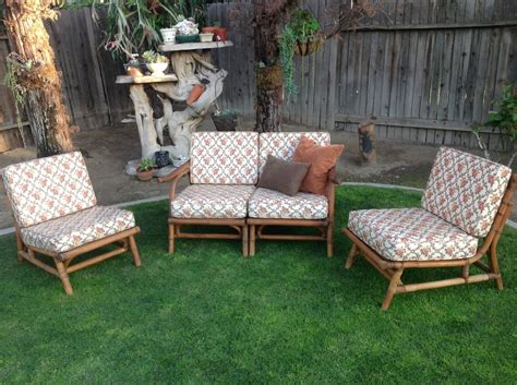 1950s Bamboo Patio Furniture Modular Sectional Love Seat And