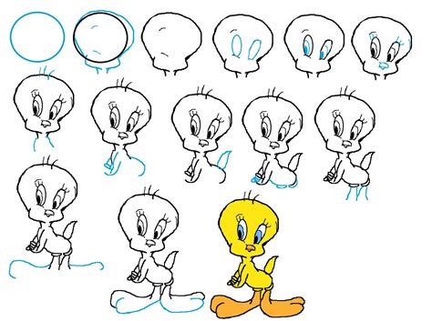 Tweety Drawing Cartoon Characters Easy Cartoon Characters Easy