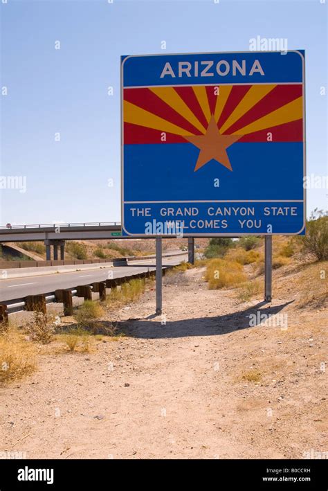Arizona State Line Stock Photo Alamy