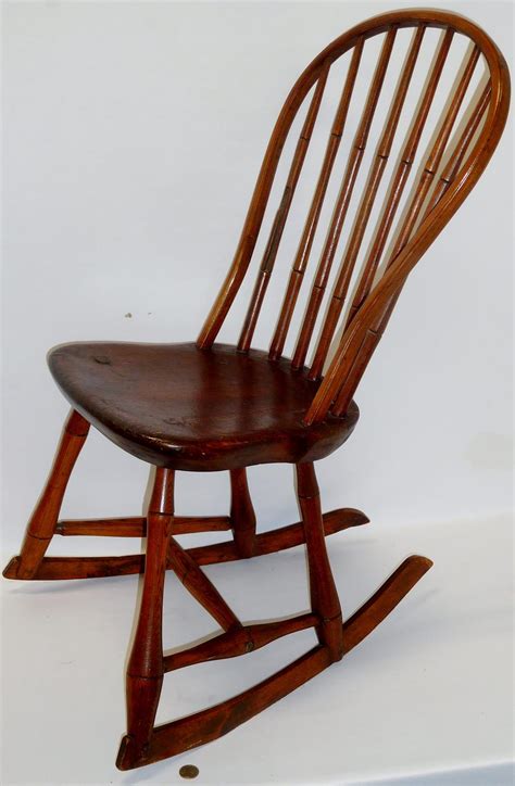 Sold Price Antique C 1800 American Bow Back Windsor Rocking Chair W