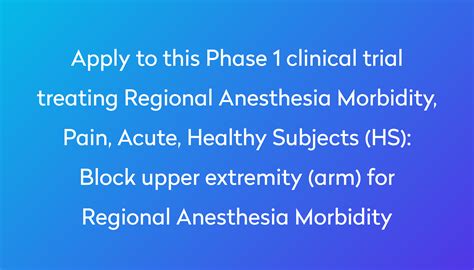 Block Upper Extremity Arm For Regional Anesthesia Morbidity Clinical