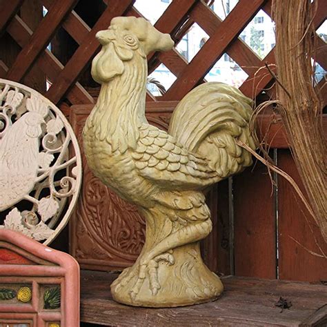 Rooster Large Statue Sculpture 19 Cement Antique Gray