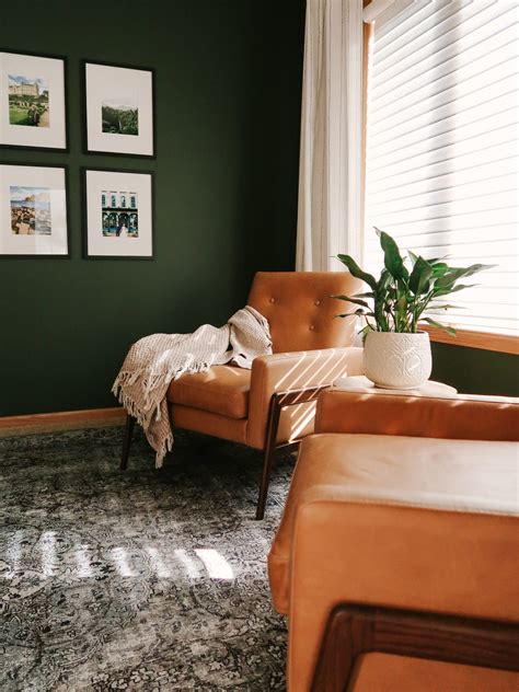 Dark Green Accent Wall Living Room