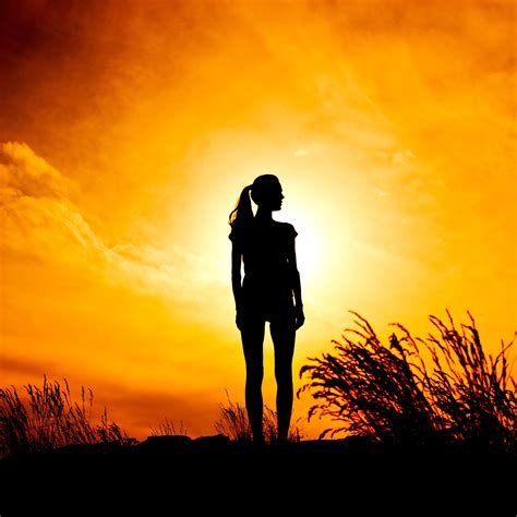 Sunset Silhouette Silhouette Photos Woman Silhouette Winter