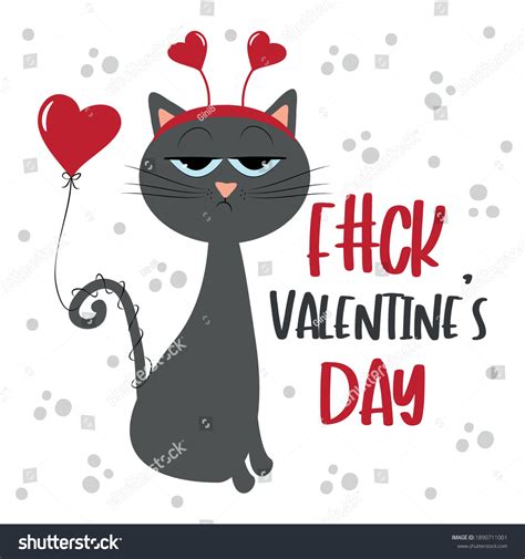 fuck valentines day cute bored cat stock vector royalty free 1890711001 shutterstock