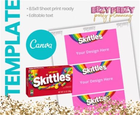 Canva Skittles Box Label Etsy