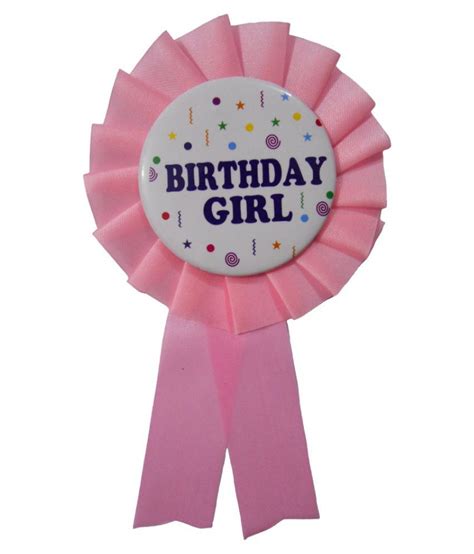 Birthday Girl Ribbon Badgeflag For Birthday Party Pink Pack Of 1