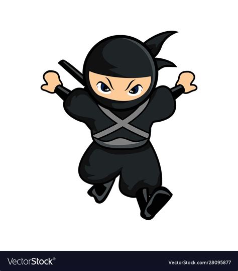 Black Cartoon Ninja Running Fast Royalty Free Vector Image