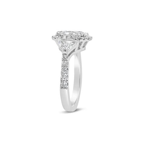 Three Stone Elongated Radiant Cut Diamond Engagement Ring Nuha Jewelers