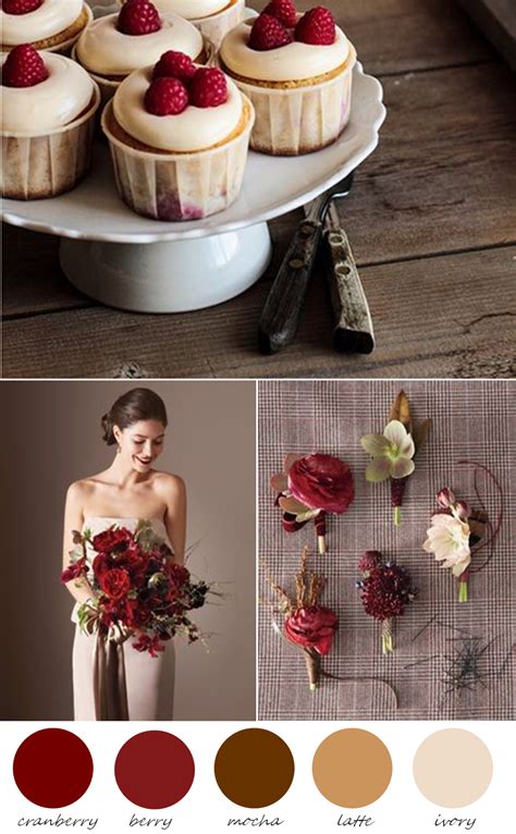 Color Me Inspired Shades Of Cranberry Latte Ivory Wedding Color