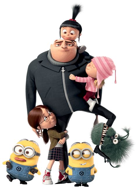 Check Out This Transparent Despicable Me Gru With Girls And Minions Png