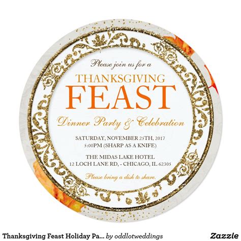 Thanksgiving Feast Holiday Party Invitation Holiday