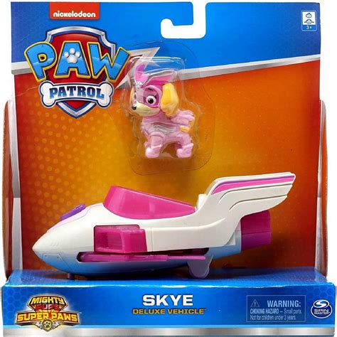 paw patrol mighty pups super paws deluxe vehicle with collectible figure skye oriental trading