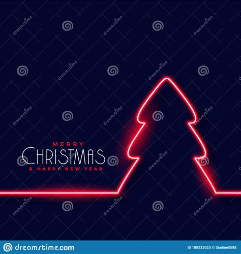 Red Neon Christmas Tree Background Stock Vector Illustration Of