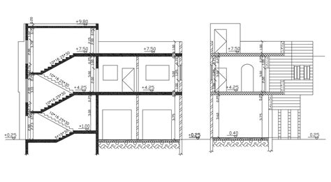 Architecture House Section Drawing Dwg File Cadbull