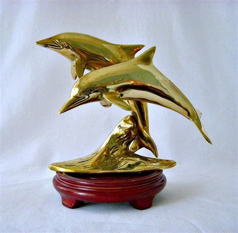 Vintage Brass Dolphins Figurine Ocean Mammal Nautical Decor Etsy