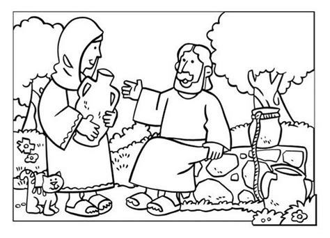 Samaritan Women At Well Coloring Page Children Lesson