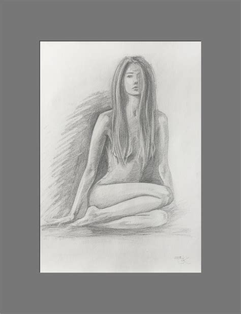 Dibujo A L Piz Original De Mujer Desnuda Mujer Nudeart Etsy Espa A