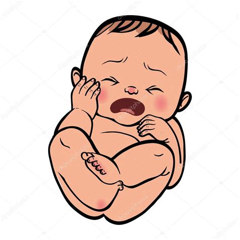 Newborn Little Baby Crying Vector Illustration Islated Backgro