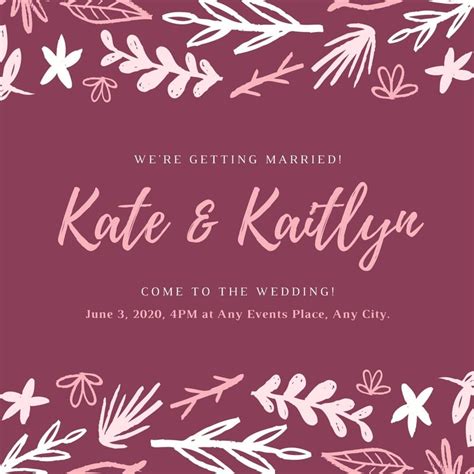 Free Custom Printable Same Sex Wedding Invitation Templates Canva