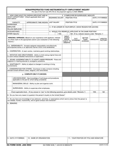 Da Form 3439 Fill And Sign Printable Template Online Us Legal Forms