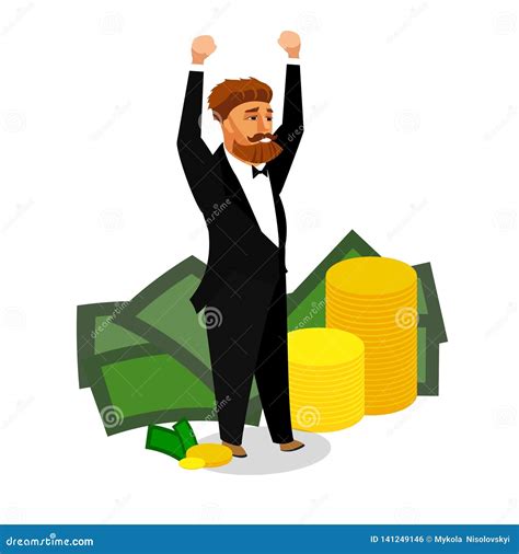 Happy Successful Businessman Vector Illustration Stock Vector