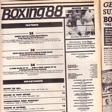 Boxing 88 Boxing Magazine Leonard Hagler Spinks March 1988