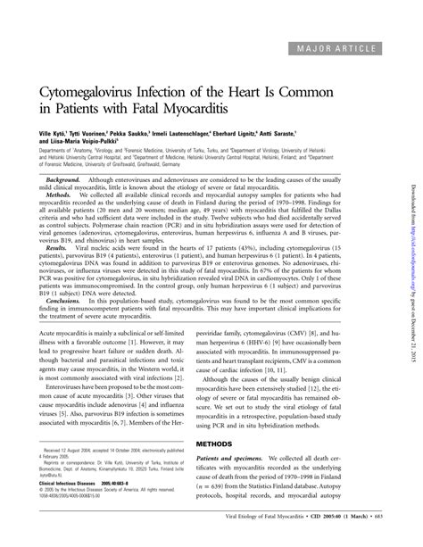 Pdf Cytomegalovirus Infection Of The Heart Is Common In Patients With