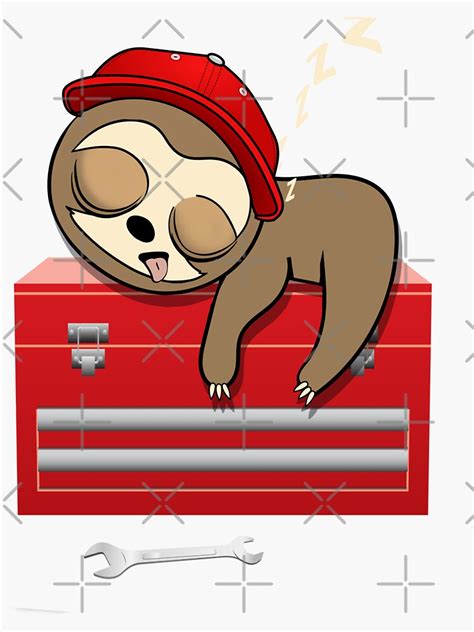 Mechanic Sleepy Sloth Sticker For Sale By Tiptoptapo Redbubble