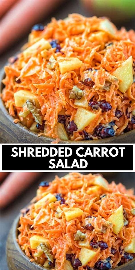 Shredded Carrot Salad With Cranberries In 2021 Carrot Salad Recipes