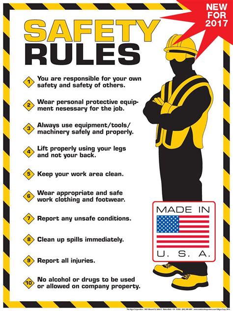 Workplace Safety Rules Poster 18 X 24 Poster Uk Office