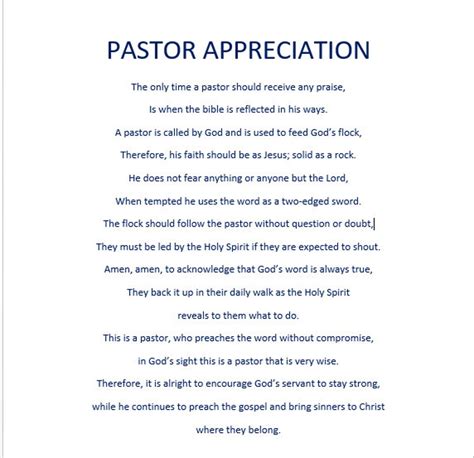 Pastor Appreciation Digital Download Poem Etsy Australia