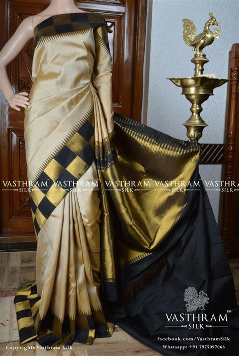 Beige Pure Kanchivaram Silk Cost 18500 Inr Whatsapp 91 7019277192 Elegant Saree Soft Silk