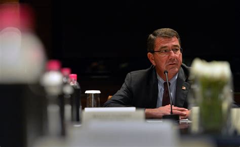 Us Deputy Defense Secretary Ash Carter Speaks To A Select Group Of Reporters During A Press