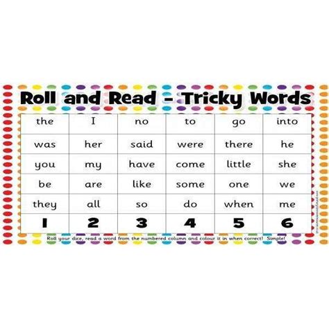 Roll And Read Letters And Sounds Tricky Words Primary Classroom