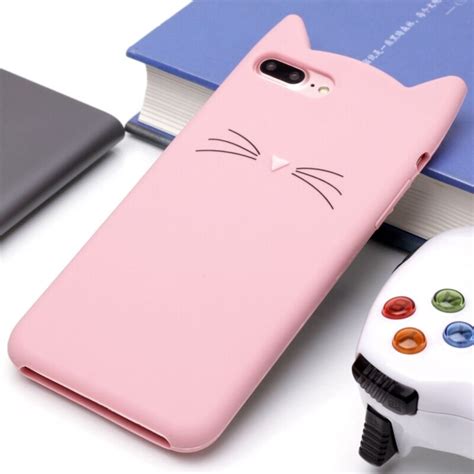 Haweel For Iphone 8 Plus Silicone Case Cover Cute Cartoon Cat Whiskers