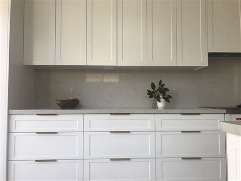 White Shaker Style And Brushed Brass Handles Contemporary Kitchen