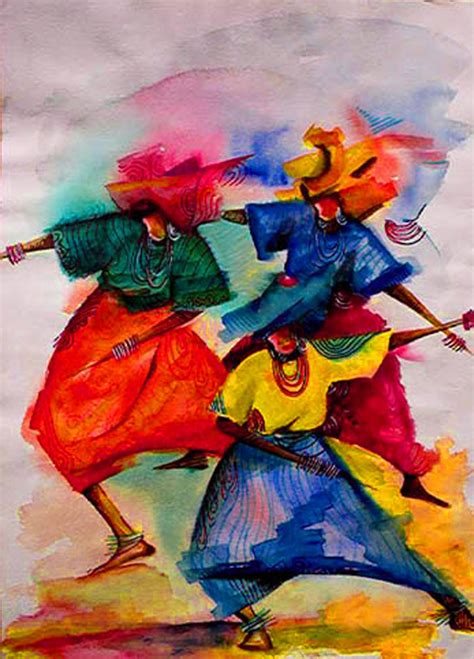 Original Paintings By Chidi Okoye Modern African Art Praise Dance