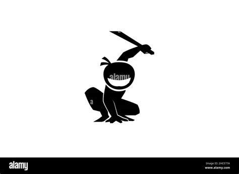 Creative Black Ninja Logo Vector Design Symbol Illustration Stock