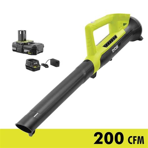 ryobi one 18v 90 mph 200 cfm cordless battery leaf blower sweeper with 2 0 ah battery and